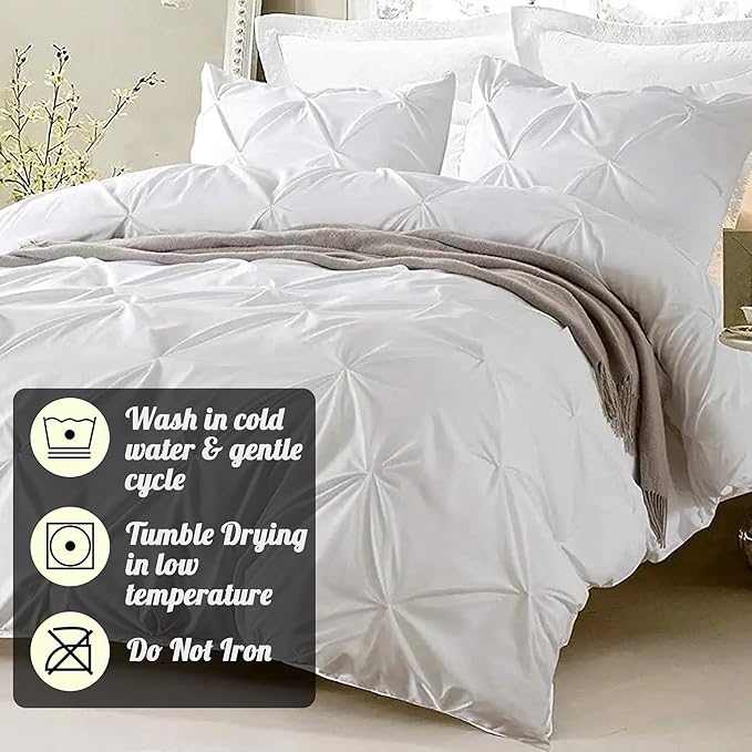 Cotton Pinch Pleated Duvet Cover Queen Full Size 100% Egyptian Cotton 800 Thread Count Pinch Pleated Long Staple Quilt, Silky with Hidden Zipper Closure and 7 Corner Ties 1 Piece Duvet Cover(Teal)