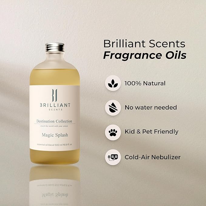 Brilliant Scents Magic Splash Scent | Fresh Air, Lemon Peel, Melon | Luxury Home & Business Scent | Fragrance Oil | 120ML