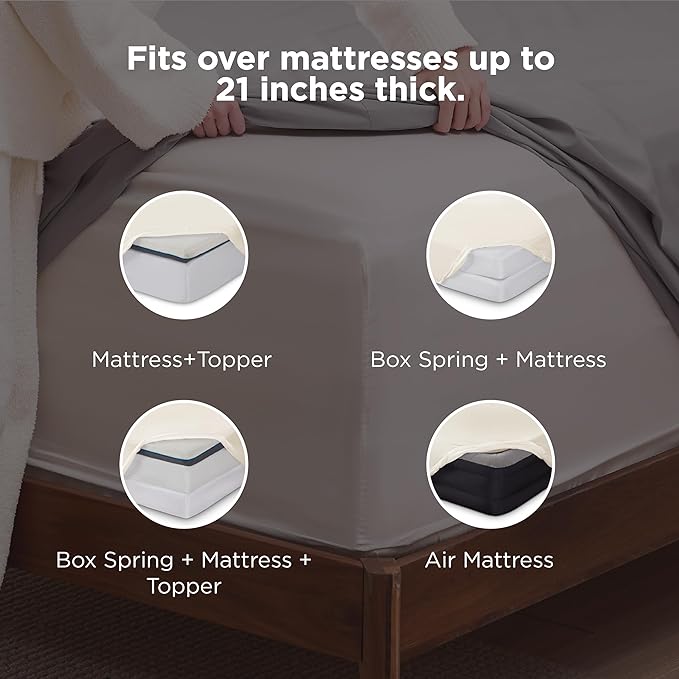 Bedsure Deep Pocket King Sheet Set - Fits Mattresses Up to 21 Inches Thick - 4 Piece GentleSoft Bed Sheets, Moisture Wicking, Soft & Cooling Bedsheet & Pillowcases, Easy & Secure Fit, Ivory