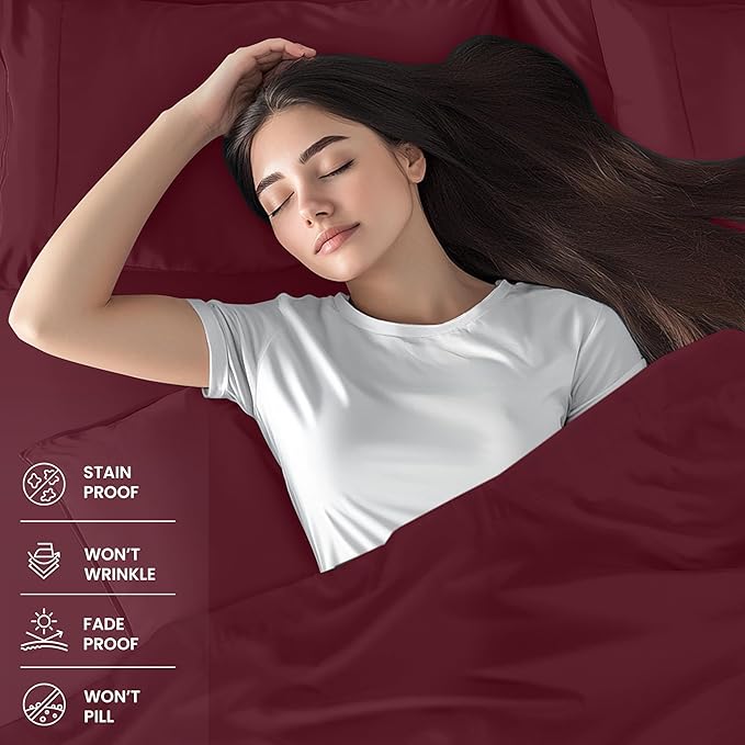 Utopia Bedding Twin Sheet Set – 3 Piece Bed Sheets for Twin Size Bed, Soft and Breathable Microfiber, Includes 1 Fitted Sheet, 1 Flat Sheet and 1 Pillowcase (Burgundy)