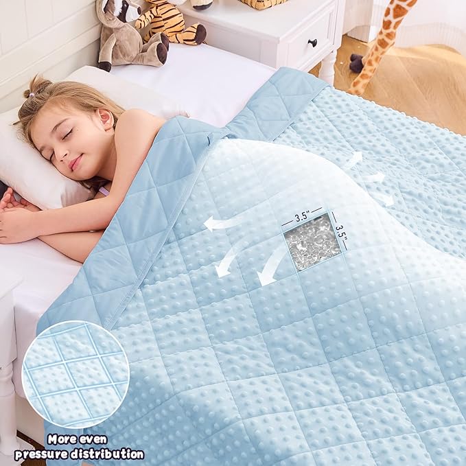 yescool Weighted Blanket 5 Pounds, Blanket Gifts for Boys and Girls, Small Weighted Throw Blankets Washable Heavy Blankets, Winter Weighted Comforter for 40-70lbs, 36 * 48in, Light Blue