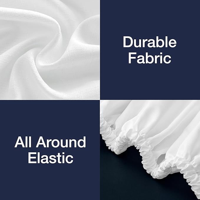Bed Skirt Twin/Twin XL Bed Skirt Wrap Around Ruffled Box Spring Cover, Easy Install, Washable 15" Drop Elastic Dust Ruffle by Casual Living, 39-inch x 75-inch, White