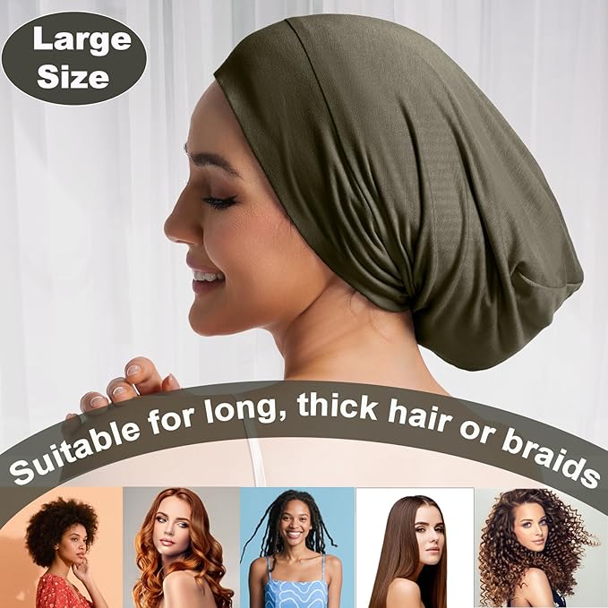 Sleep Cap Bonnet for Sleeping Black Women Men, Adjustable Cooling Lining Bonnets for Curly Hair Wrap Braids Beanie Night Hat