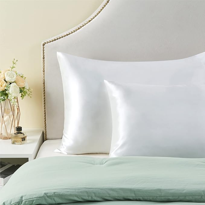 BEDELITE Satin Pillowcase for Hair and Skin, Super Soft Similar to Silk Pillow Cases 4 Pack with Envelope Closure, Cooling Pillowcases for Women Men (20"x40" King Size, White)