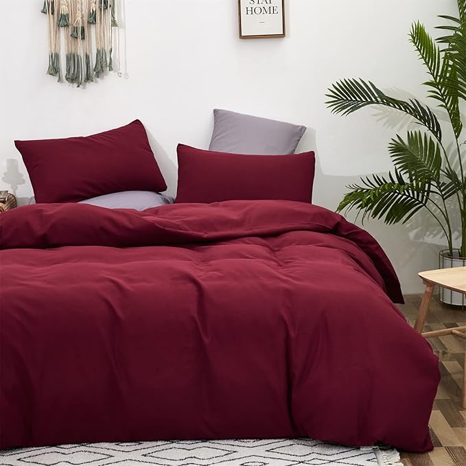 Cottonight Burgundy Comforter Cal King Claret Wine Red Bedding Comforter Set California King Women Dark Red Comforter Cotton Blanket Quilt Breathable Chic Modern Solid Comforter Set