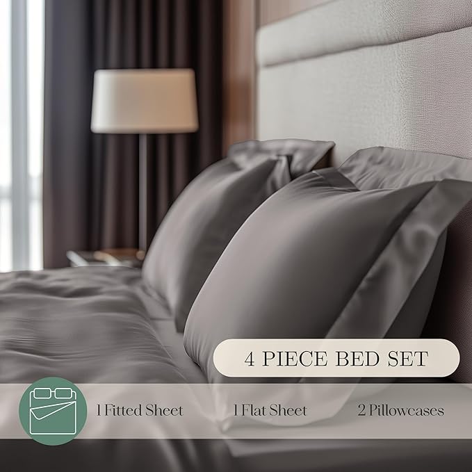 CASILVA Eucalyptus Sheets - Infused with Silver for Anti-Odor, Softer Than Silk Fibers, More Cooling Than Cotton - Perfect for Hot Sleepers & Sensitive Skin - 100% Tencel Lyocell - King Sheet Set