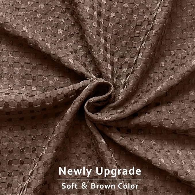 MIYE Pleated Waffle Weave Bed Skirt, Tailored Dust Ruffle 18 Inch Drop Easy Fit, Machine Washable (Brown, King - 18" Drop)