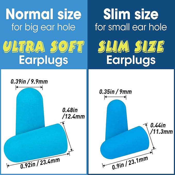 AZEN 100 Pairs Ear Plugs Bulk, NRR 32dB Soft Foam Ear Plugs for Sleeping Noise Cancelling, Earplugs for Concerts Shooting Swimming Noise Reduction (Slim Size)