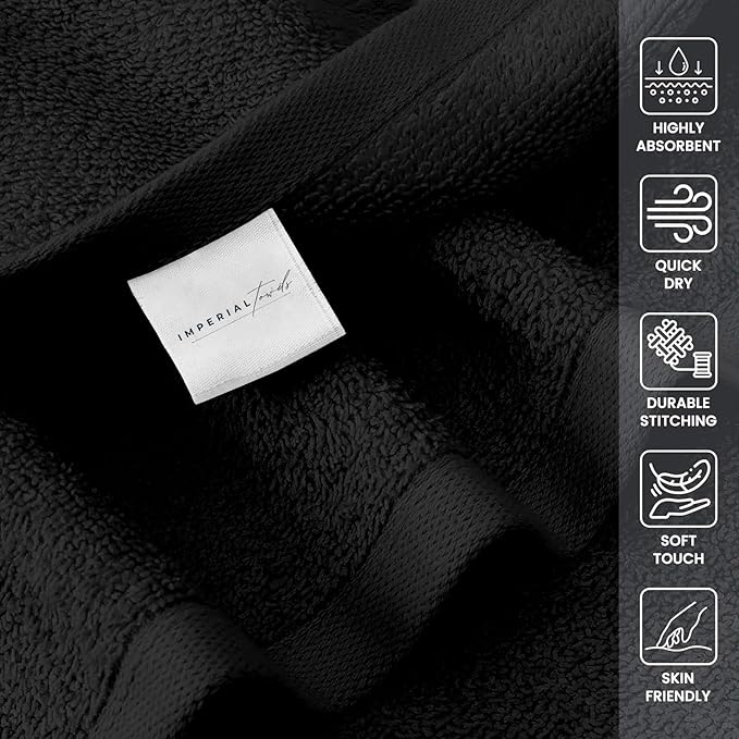 24 Pack Black Hand Towels 100% Cotton Spa Towels 16x26 inches Highly Absorbable Facial, Gym, Hair and Face Towels in Bulk Brand