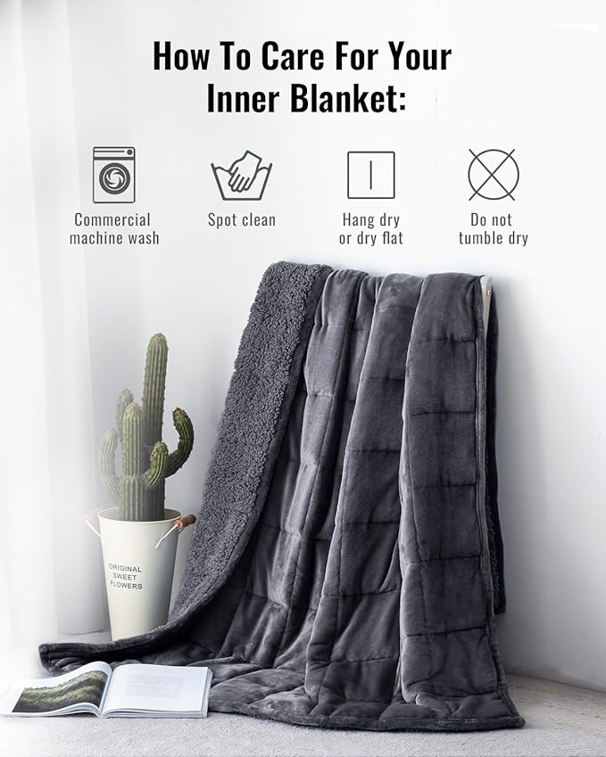 Uttermara Weighted Blanket Twin 15 Pounds for Adults, Sherpa Weighted Blanket for Couch Bed, Ultra Fluffy Warm Sherpa Cozy Plush Flannel Fleece, Heavy Blanket Great for Calm, 48"x72" Dark Grey