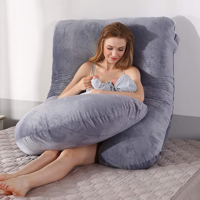 BATTOP Pregnancy Pillow for Sleeping,Full Body Maternity Pillow with Removable Washable Cover,Support for Back,HIPS,Legs,Belly for Pregnant Women