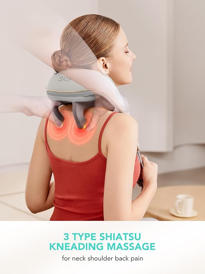 SKG Neck Massager for Pain Relief Deep Tissue 6D Kneading with Heat Cordless Neck and Shoulder Massage for Men and Women H5 mini