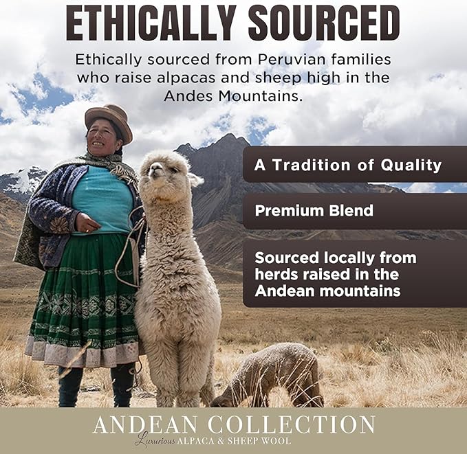 Natural Alpaca & Sheep Wool Blanket – Woven, Made in Peru - Full/Queen Size – Heavyweight Warmth, Thick, Breathable, Natural Texture & Scent, 72 x 88 Inches, 4.2 lbs