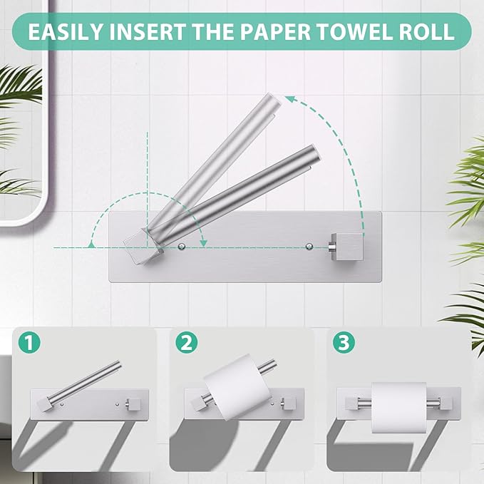 Brushed Nickel Bathroom Toilet Paper Holder Wall Mount, Stainless Steel Commercial Toilet Paper Dispenser Paper Towel Holder, Large Bathroom Toilet Tissue Roll Holder