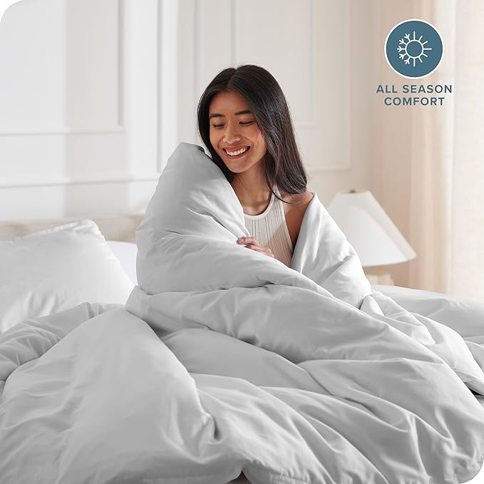 Bare Home Bedding Duvet Cover Full Size - Premium 1800 Super Soft Collection - Lightweight, Cooling - Soft Breathable Bedding Duvet Cover (Full, Cloud Grey)