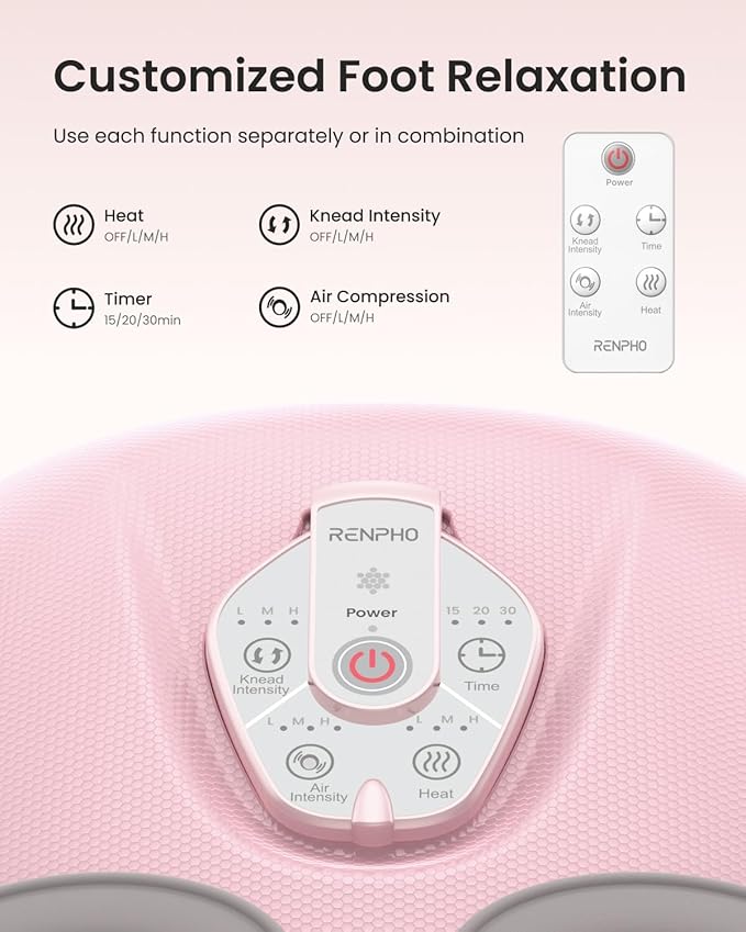 RENPHO Foot Massager Machine with Heat [2026 Upgraded], Shiatsu Foot Massager for Plantar Fasciitis, Christmas Gifts for Women, Cordless Control, Best Gifts for Women/Mom/Wife, PK