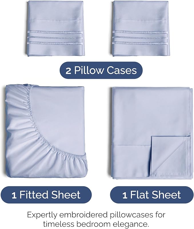 King Size 4 Piece Sheet Set - Extra Soft, Breathable & Cooling Sheets - Hotel Luxury Bed Sheets for Women & Men - Deep Pockets, Easy-Fit & Wrinkle-Free Sheets - Light Dusty Purple Oeko-Tex Bed Sheets