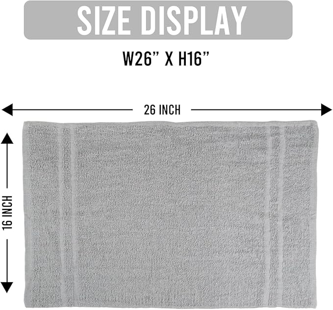 Hand Towels - Pack of 40, 16 x 27 Inches, 100% Cotton, Grey, Highly Absorbable, Facial, Gym, Hair, Face Towels