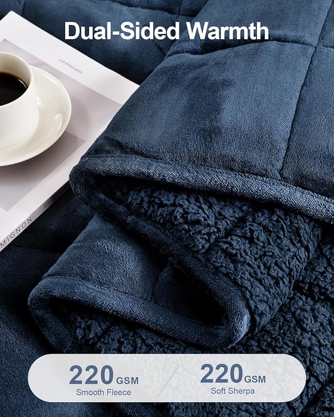Super Fuzzy Soft Sherpa Fleece Weighted Blanket, 15 lbs Dual Sided Fluffy Heavy Weighted Blankets for Adults - No Bunching with Double Layers of Soft Inner Lining (60"x 80", 15 Pounds)