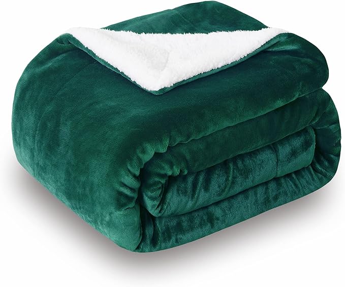 SOCHOW Sherpa Fleece Throw Blanket, Double-Sided Super Soft Luxurious Plush Blanket Queen size 90 inchx90 inch, Green