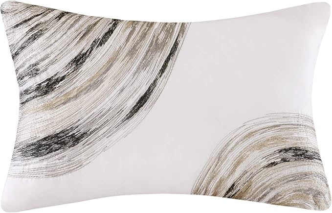 Madison Park Essentials Twin Comforter Set, Bed in a Bag Twin, Watercolor Print Coastal Comforter & Chambray Cotton Sheet Set, All Season Bedding Set, Saben, Taupe Twin (68 in x 86 in) 7 Piece