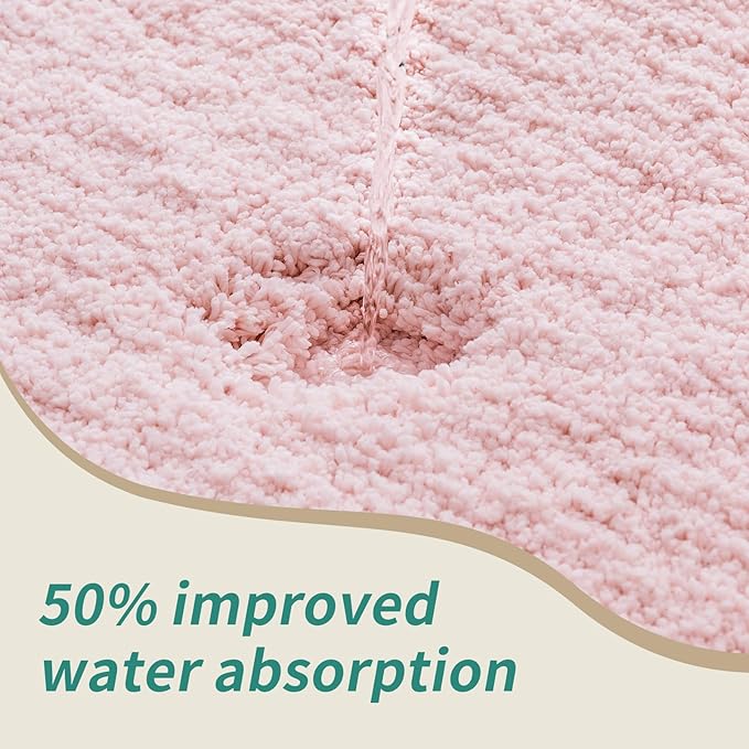 Toilet Rug 22x24 Pink Non Slip Fluffy Toilet Floor Mat U Shaped Washable Bathroom Contour Rug for Toilet Absorbent Thick Toilet Carpet