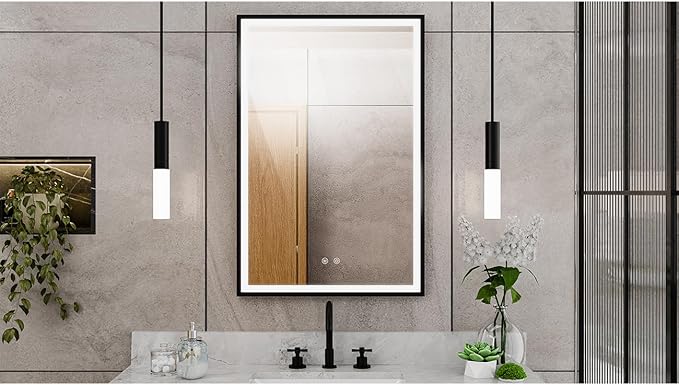 DreamLine Brilliance 36 in. H x 24 in. W Rectangular Light-up Mirror, Matte Black