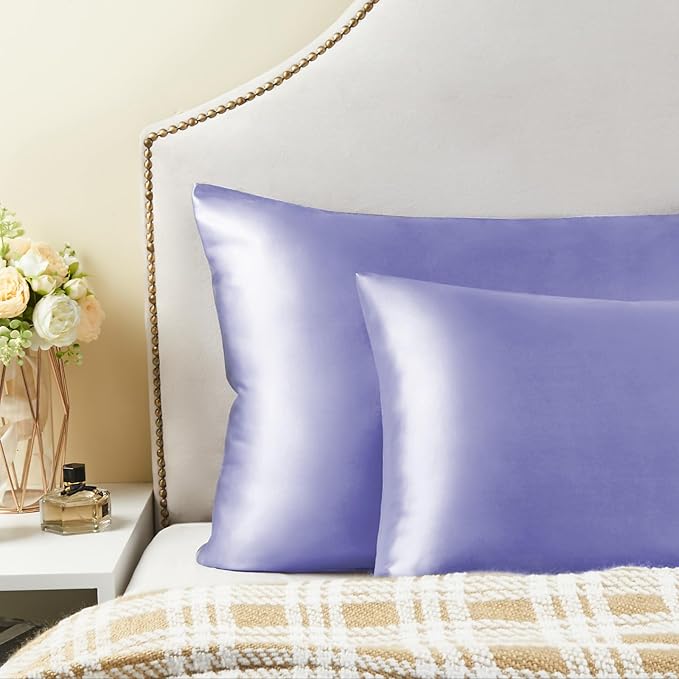 BEDELITE Satin Pillowcase for Hair and Skin, Super Soft and Cooling Similar to Silk Pillow Cases 2 Pack with Envelope Closure, Gift for Women Men(20"x36" King Size, Lilac)