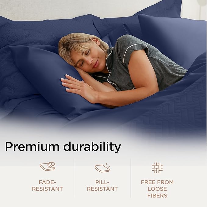Threadmill California King Sheets, Certified American Supima Cotton Sheet, 1000 Thread Count Hotel Quality Sheets, 4 Piece Luxury Bed Sheets Set with Elasticized Extra Deep Pocket, Folkstone Blue