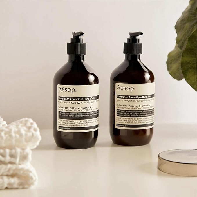 Aesop Reverence Aromatique Hand Balm | Rich, Skin-Softening Balm For Sustained Hydration with Emollient Ingredients | Vegan and Cruelty-Free | 16.9 oz (Pack of 2)