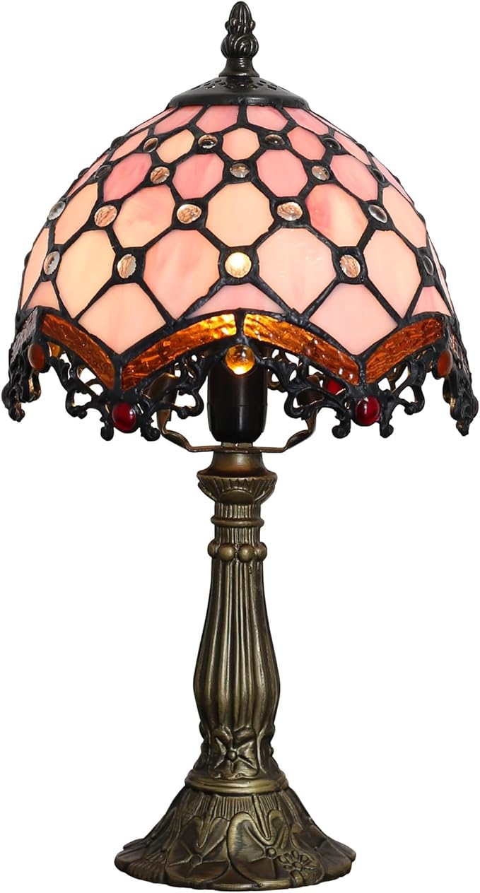 Tiffany Table Lamp Suitable for Bedroom Bedside Tables, Living Rooms, Tiffany lamp, Stained Glass Table lamp, Size 8×8×15 inches, can be Used as a Reading lamp in Home Offices
