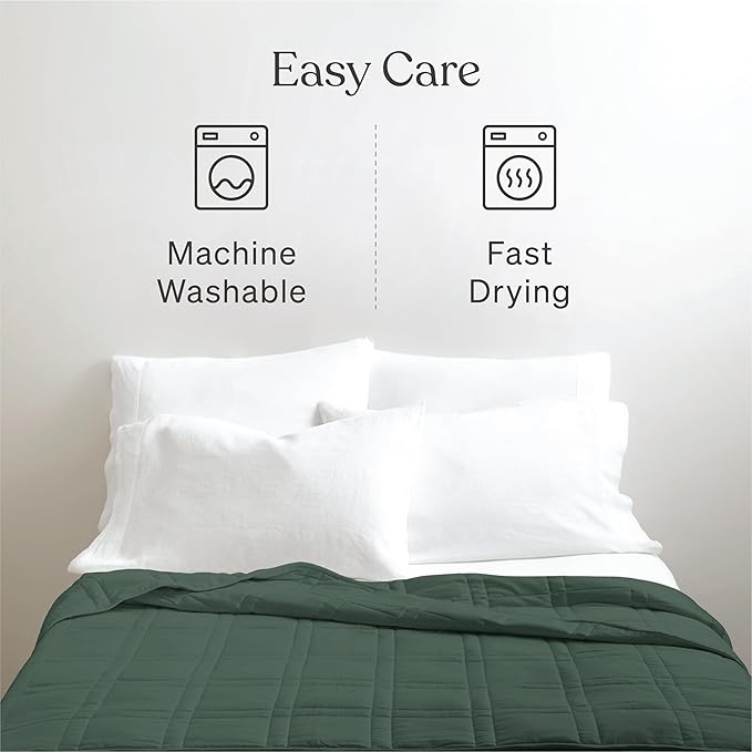 Baloo Weighted Blanket for Adults 12 lb Throw (Spruce Green, 42"x72") | Cool & 100% Cotton | Machine Washable & Dryer Safe | Glass Microbead Fill