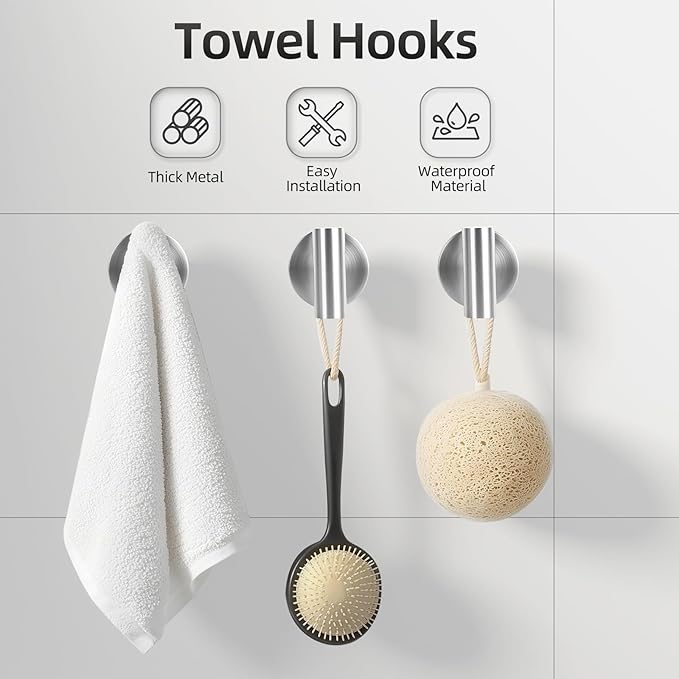 Brushed Nickel Bathroom Hardware Accessories Set, Bathroom Towel Holder Set 5 Pieces, SUS304 Stainless Steel Towel Bar Set Wall Mounted-19 Inch Towel Bar, Paper Towel Holder, Towel Hooks, Towel Ring