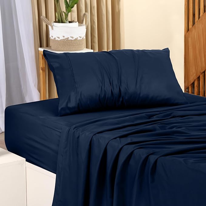 Utopia Bedding Twin Sheet Set – 3 Piece Bed Sheets for Twin Size Bed, Soft and Breathable Microfiber, Includes 1 Fitted Sheet, 1 Flat Sheet and 1 Pillowcase (Navy Blue)