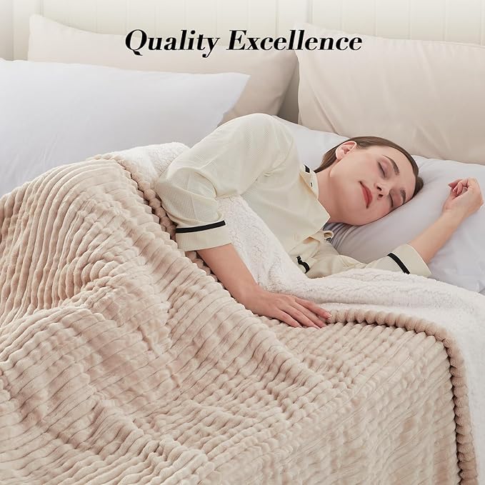 Westinghouse King Size Heated Blanket, Soft Flannel to Sherpa Reversible Electric Blanket King Size with 10 Heating Levels & 1-12 Hours Auto Shut Off, Machine Washable, (100" x 90", Beige)