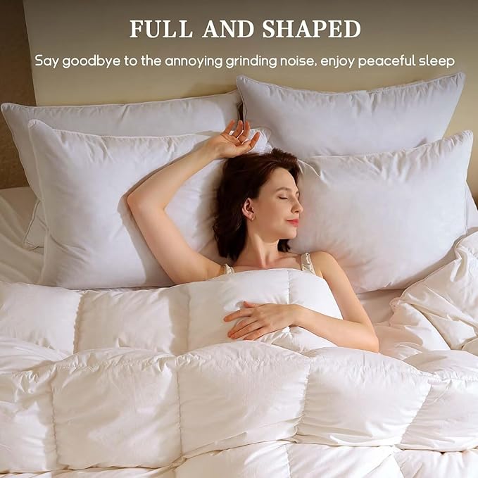 BHZ King Pillow Feather Down Hotel My King Pillow Bed Goose Pillows Alternative Luxury Pillows for Sleeping Side and Back Sleepers Soft Support Gifts White