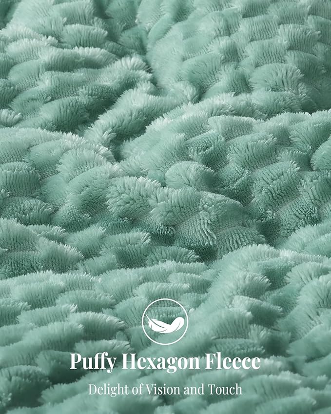 Topblan Sherpa Weighted Blanket for Adluts, Soft Cozy Jacquard Fleece Weighted Blankets Queen Size 20lbs, Thick Heavy Blanket for Sleeping, 60 x 80 inches, Sage Green