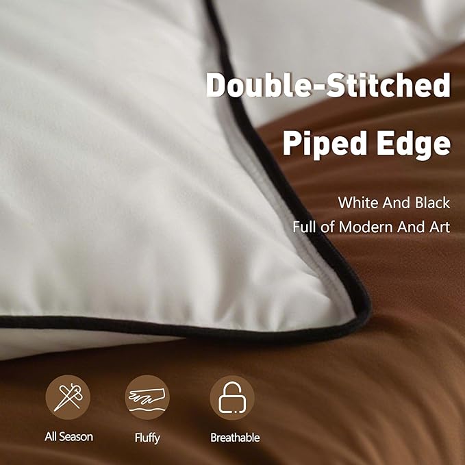 Fluffy Goose Feather Down Fiber Comforter Twin, Luxury Hotel Quilted Duvet Insert, All Season Aesthetic Comfortable Bedding Duvet with Cotton Blend Shell 68x90Inch