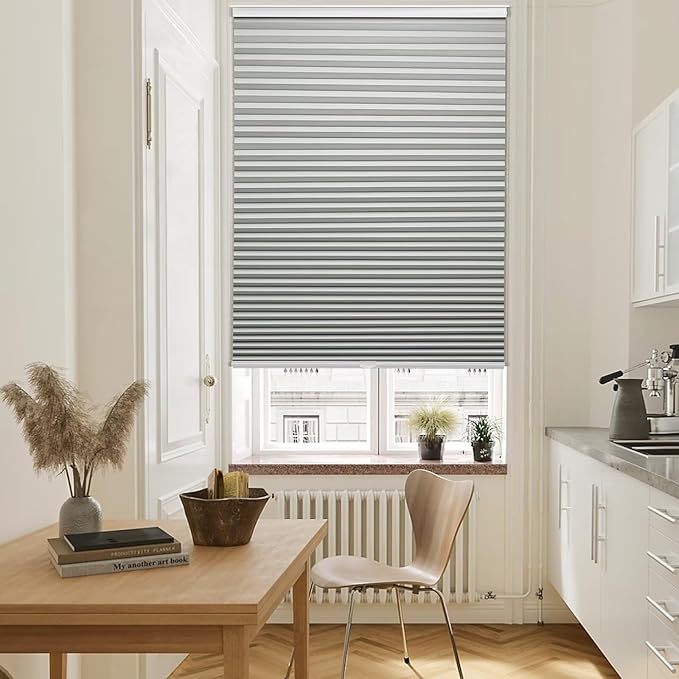 MYshade 1.5-Inch Cellular Cordless Blackout Shades,Thermal Insulating Noise Reducing Waterproof Blinds,Honeycomb Window Treatments for Indoor Light Control (Grey-48 W x 72" H)
