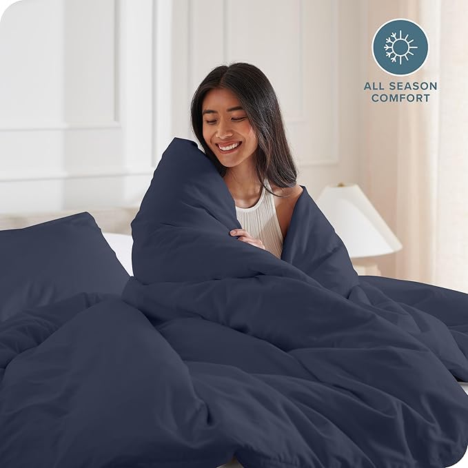 Bare Home Bedding Duvet Cover California King Size - Premium 1800 Super Soft Collection - Lightweight, Cooling - Soft Breathable Bedding Duvet Cover (Cal King, Midnight Blue)