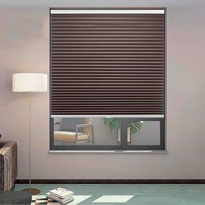 MYshade 1.5-Inch Cellular Cordless Blackout Shades,Thermal Insulating Noise Reducing Waterproof Blinds,Honeycomb Window Treatments for Indoor Light Control (Taupe-38 W x 72" H)