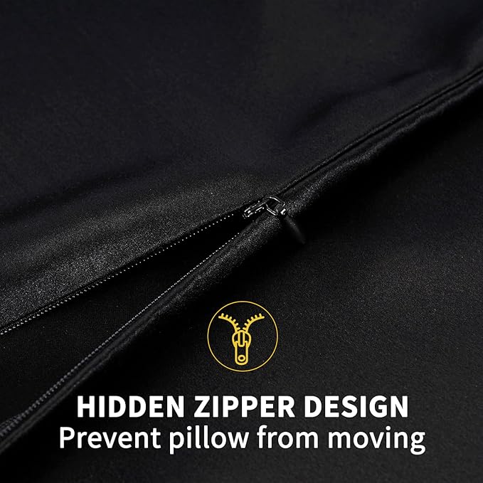 ZIMASILK 100% Pure Mulberry Silk Pillowcase for Hair and Skin Health,Soft and Smooth,Both Sides Premium Grade 6A Silk,600 Thread Count,with Hidden Zipper,1pc(Toddler 13''x18'',Black)