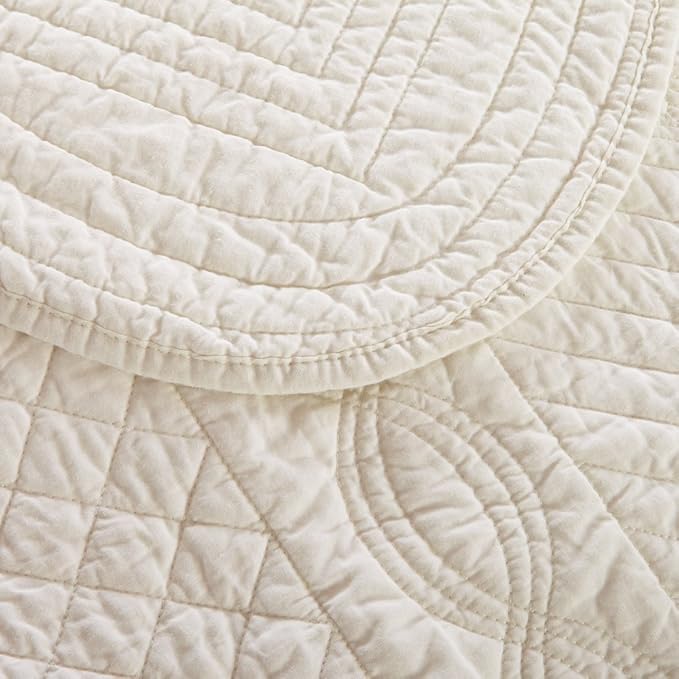 Calla Angel Sage Garden Luxury Pure Cotton Matelasse Quilt, King, Ivory