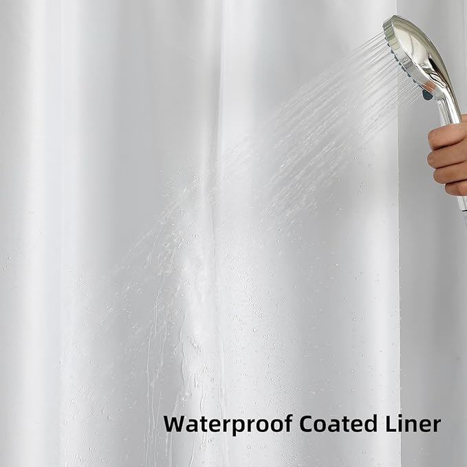 Colorful Star No Hook Shower Curtain with Snap in Fabric Liner, Waffle Weave Heavy Duty Thick Shower Curtains with Mesh Top Window, Hotel Style Waterproof Bathroom Curtain Set, 72'' x 75'', Sage Green