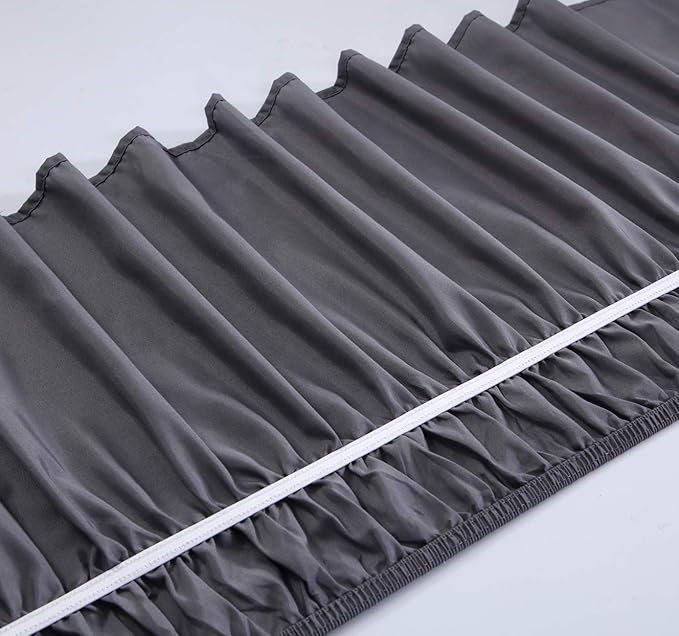 MEILA Wrap Around Bed Skirt Three Fabric Sides Elastic Dust Ruffled 14 Inch Tailored Drop,Easy to Install Fade Resistant-Dark Grey, Queen/King