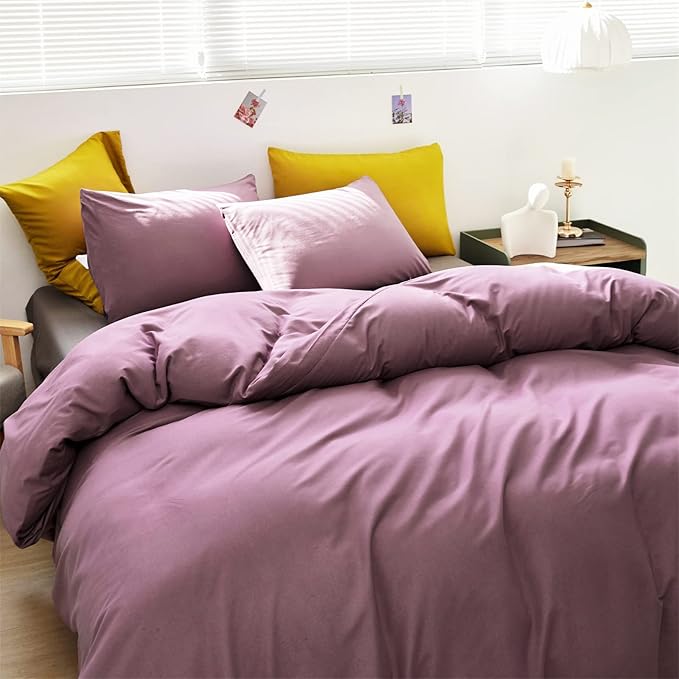 Cottonight Purple Comforter Set King Women Dusty Purple Bedding Set Pale Mauve Blanket Quilts Dark Lilac Soft Breathable 3 Piece Comforter Set for King Bed Women Girls