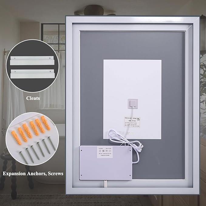 GLSLAND LED Bathroom Mirror - 24"x32" Anti-Fog Wall Mirrors with Memory Function, Dimmable, Frontlit & Backlit, Horizontally/Vertically, Tempered Glass