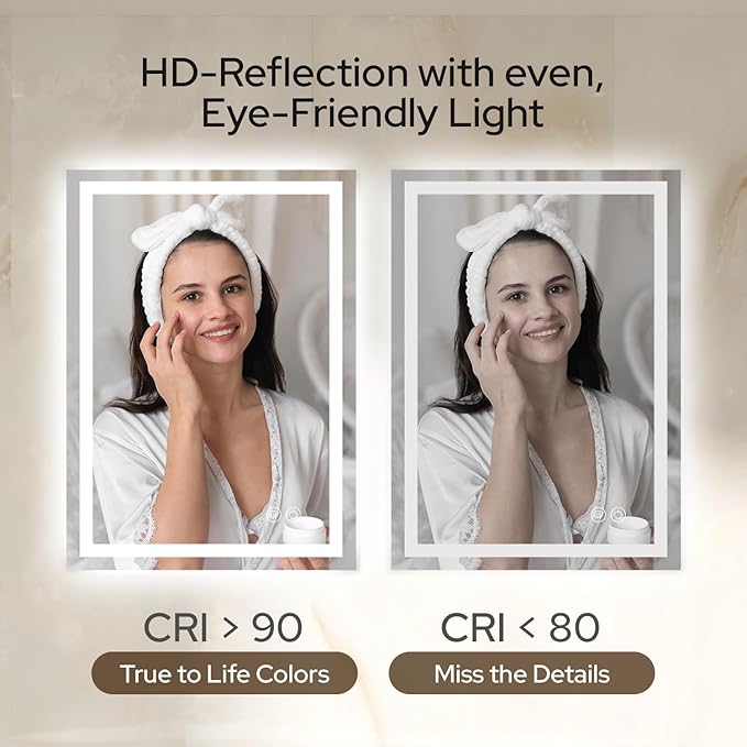 30 x 36 LED Vanity Mirror for Bathroom, Frontlit & Backlit LED Mirror for Bathroom with 3 Colour Lights, Wall Vanity Mirror with Anti-Fog, Shatterproof & Memory Function, Perfect for Modern Bathrooms
