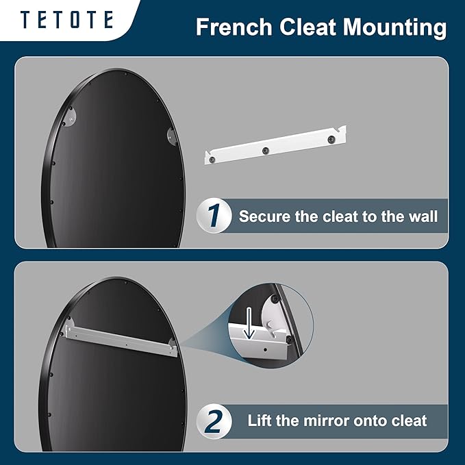 TETOTE Black Oval Mirror for Bathroom, 22 x 30 Matte Black Framed Oval Wall Mirror for Vanity, Modern Decorative Shatterproof Mirrors for Entryway, Living Room, Bedroom