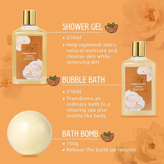Christmas Gifts for Women - 18Pcs Vanilla Bath and Body Gift Basket Set for Women Spa Gift Baskets Spa Kit | Perfect Gifts for Valentines, Mothers Day, Birthday Gifts, Self Skin Care Gift Sets for Her